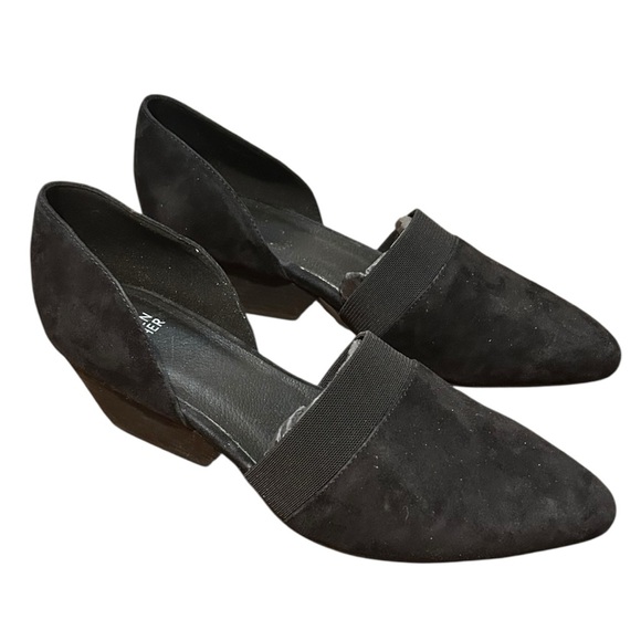 EILEEN FISHER Hilly Suede d'Orsay Pump Black Suede Stretch Comfort Mesh NWT Sz10 - Picture 1 of 9